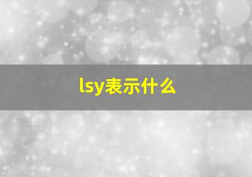 lsy表示什么