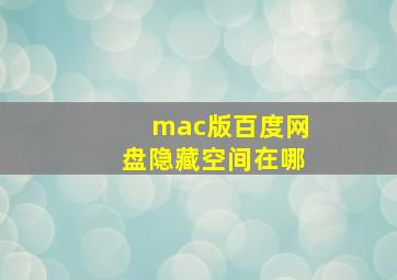 mac版百度网盘隐藏空间在哪