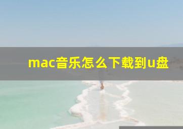 mac音乐怎么下载到u盘