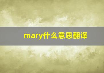 mary什么意思翻译