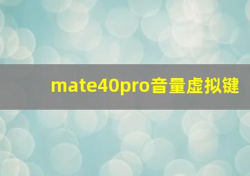 mate40pro音量虚拟键