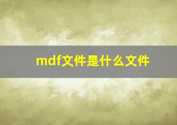 mdf文件是什么文件