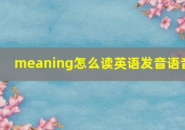 meaning怎么读英语发音语音