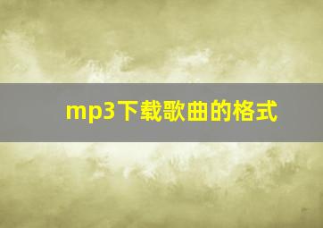 mp3下载歌曲的格式