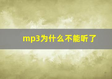 mp3为什么不能听了