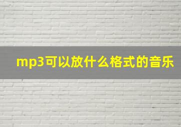 mp3可以放什么格式的音乐