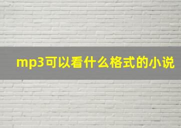 mp3可以看什么格式的小说