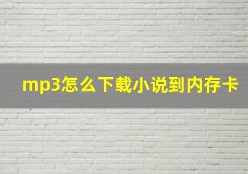 mp3怎么下载小说到内存卡