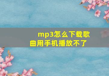 mp3怎么下载歌曲用手机播放不了