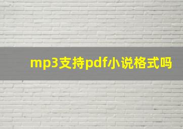 mp3支持pdf小说格式吗