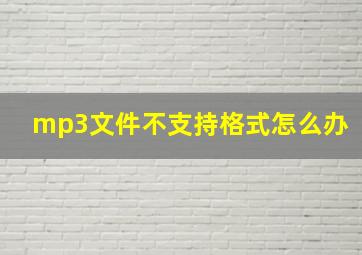 mp3文件不支持格式怎么办