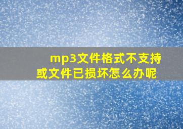 mp3文件格式不支持或文件已损坏怎么办呢