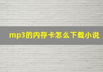 mp3的内存卡怎么下载小说