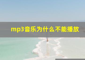 mp3音乐为什么不能播放