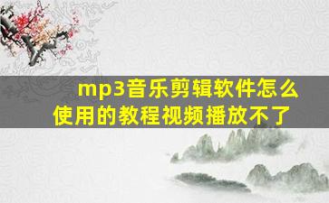 mp3音乐剪辑软件怎么使用的教程视频播放不了