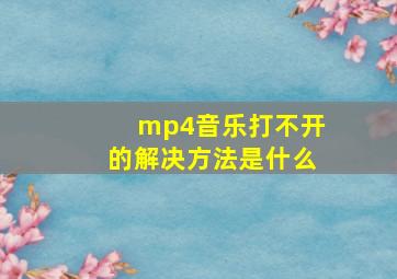 mp4音乐打不开的解决方法是什么