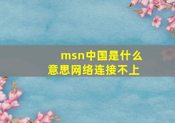 msn中国是什么意思网络连接不上