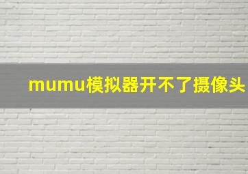 mumu模拟器开不了摄像头