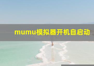 mumu模拟器开机自启动