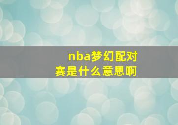 nba梦幻配对赛是什么意思啊