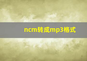 ncm转成mp3格式