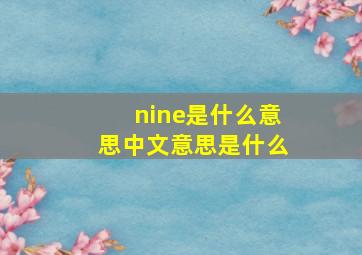 nine是什么意思中文意思是什么