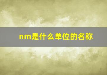 nm是什么单位的名称