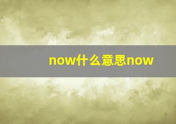 now什么意思now