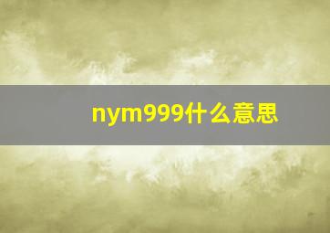 nym999什么意思