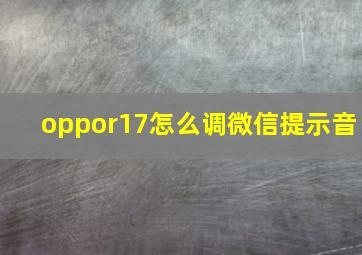 oppor17怎么调微信提示音