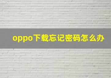 oppo下载忘记密码怎么办