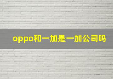 oppo和一加是一加公司吗