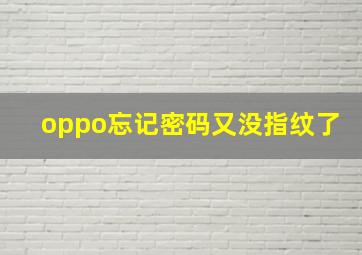 oppo忘记密码又没指纹了