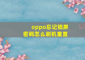 oppo忘记锁屏密码怎么刷机重置