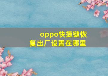 oppo快捷键恢复出厂设置在哪里