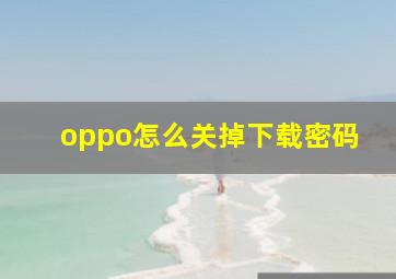 oppo怎么关掉下载密码