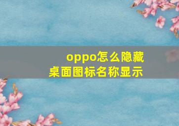 oppo怎么隐藏桌面图标名称显示