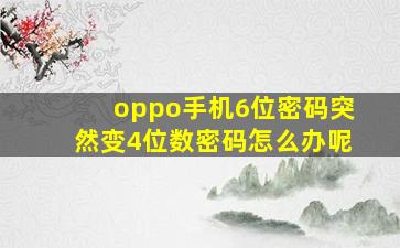 oppo手机6位密码突然变4位数密码怎么办呢