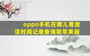 oppo手机在哪儿看激活时间记录查询呢苹果版