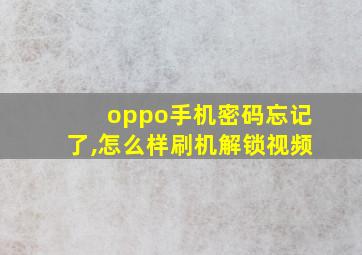 oppo手机密码忘记了,怎么样刷机解锁视频