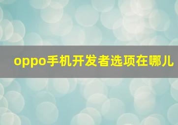 oppo手机开发者选项在哪儿