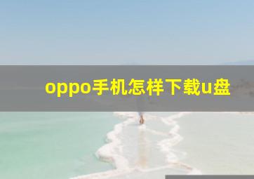 oppo手机怎样下载u盘