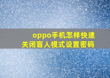 oppo手机怎样快速关闭盲人模式设置密码