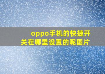 oppo手机的快捷开关在哪里设置的呢图片