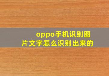 oppo手机识别图片文字怎么识别出来的