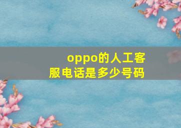 oppo的人工客服电话是多少号码