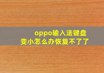 oppo输入法键盘变小怎么办恢复不了了