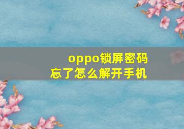 oppo锁屏密码忘了怎么解开手机