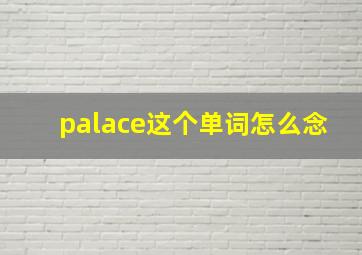 palace这个单词怎么念