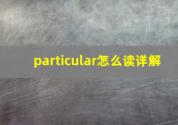 particular怎么读详解